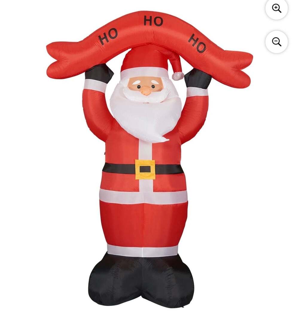 Fraser Hill Farm 10 ft Tall Santa Holding HO HO HO Sign Inflatable FHFSANTA104-L